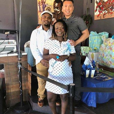 My baby shower me my fiance and my Rockstar legal aid Alan Liang Au Lounge Oakland Ca