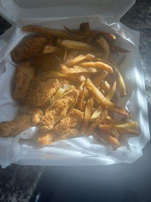 Chicken wings and fries