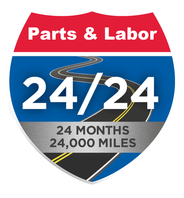 We offer 24 Months or 24,000 Miles Warranty on Parts and Labor on Most repairs!