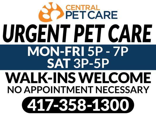 Work all day but still need to get your pet to the vet?  Try our new extended urgent pet care hours!