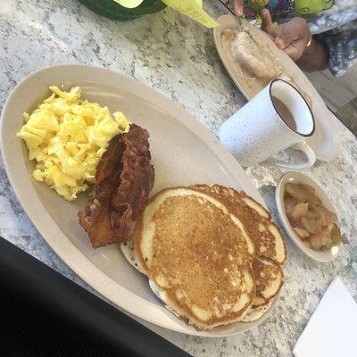 Pancake Platter with a side of Fried Apples