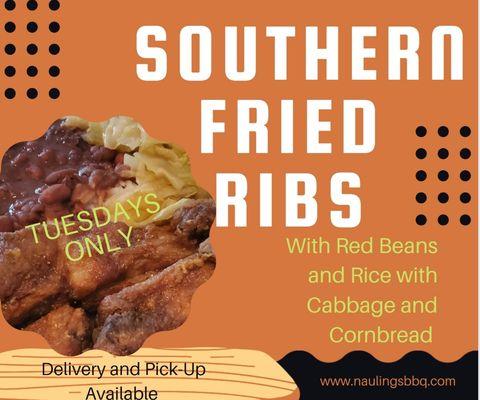 Tuesdays Southern Fried Ribs Platter