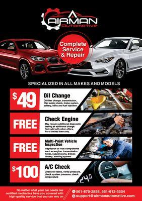 Some of our current specials... Don't see something your looking for? Don't hesitate to give us a call, text, or email.