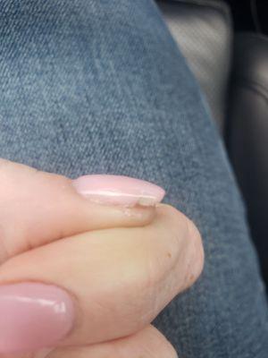 This is the nail that badly needed a repair & she ignored me. The final product, I'm far from impressed.