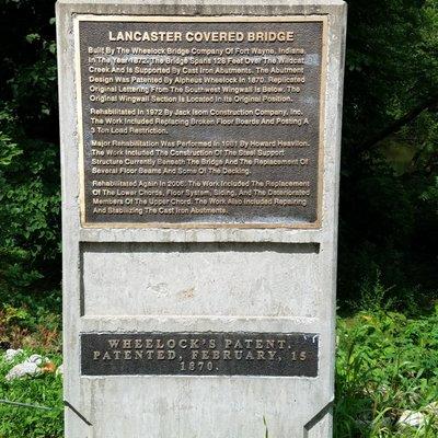 Dedication plaque for Lancaster Covered Bridge