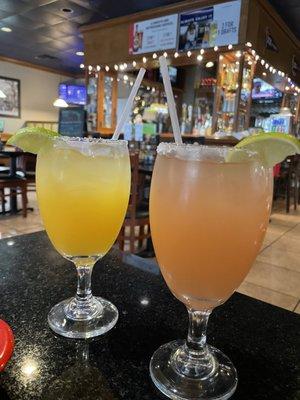 Peach margarita, watermelon margarita