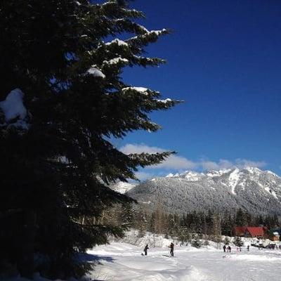 View from the practice area "the meadow" at the Nordic Center