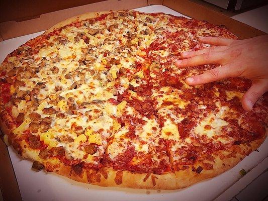 Their "biggest pizza" that we got for two people. Maybe that will sum up our obsession with this place.