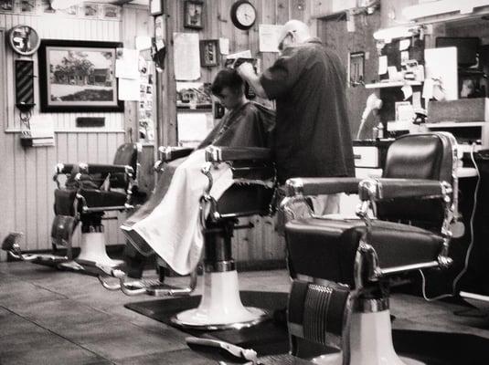 Larry cutting my sons hair. Did a wonderful job :)