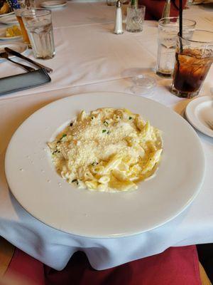 Fettuccine Alfredo with Crabmeat and Penne Pasta.