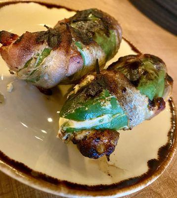 Cheese filled,  bacon wrapped Jalapeños. Amazing.