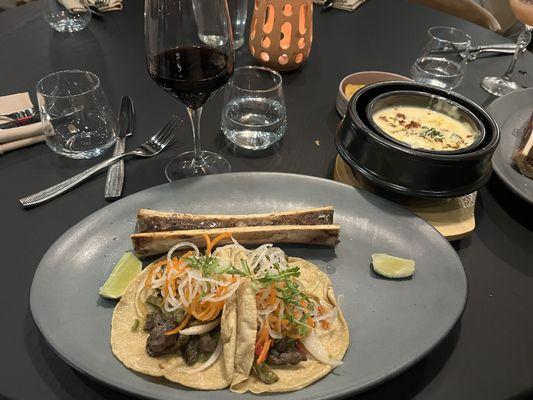 Asada Tacos with Bone Marrow