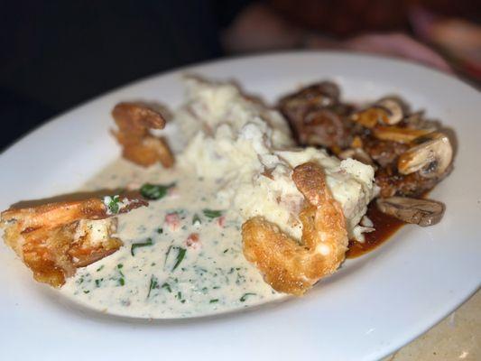 Shrimp Scampi and Steak Diane*