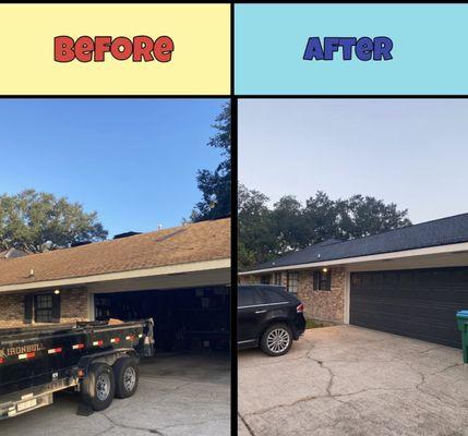 Before and After of new roof installation