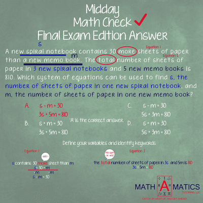 Math-A-Matics Tutoring, LLC Midday Math Checks Final Exam Edition