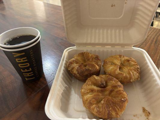 Drip coffee and kouign amanns