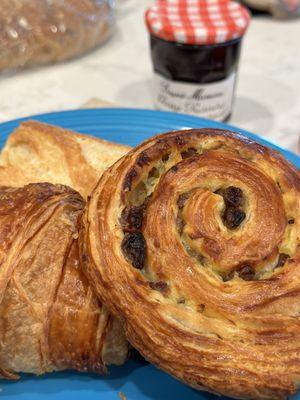 Croissant, PAIN AU RAISIN and what's left of a baguette. Yum!