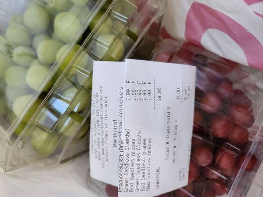 There are no sale grapes from $6.99 to $7.99.  Sugar are overloaded 6/27/24