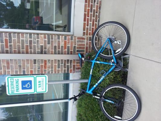 The only bike parking available, unfortunately