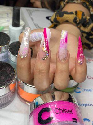 Amazing Acrylic Fullset w/DeSign's made by our famous Tiffany at iPolish "A Complete Nails Spa & Waxing Services".