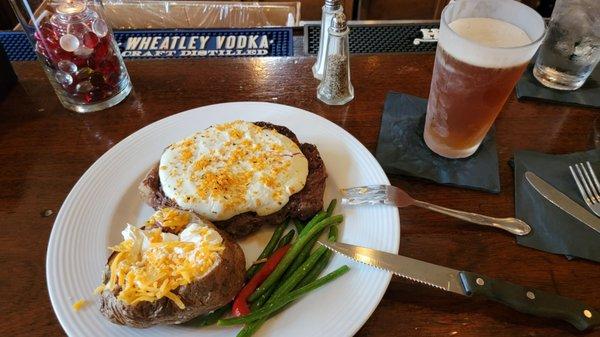 NY Strip replaced with a Ribeye, Creamy Blue Cheese and Panko Crust.