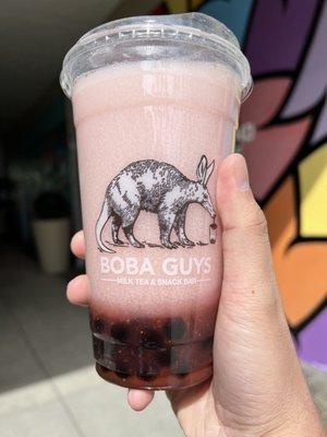 Strawberry rice milk with boba :)