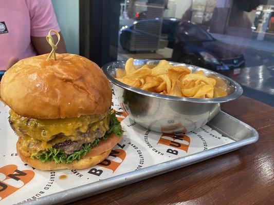 Bunzilla Burger with Bunz Fries