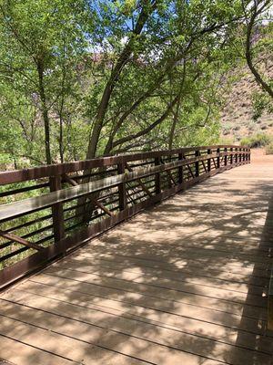 Cross the bridge to get to hiking trails.