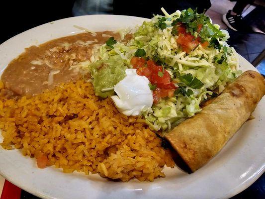 Shredded Chicken Flauta and Tostada