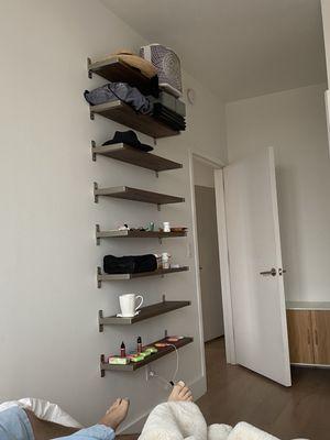 more shelves in bedroom for handbags and small items