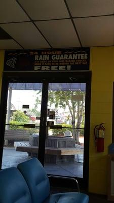 24 hour rain guarantee! Now that's pretty cool.