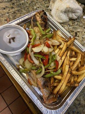 Red Snapper with Onions and Peppers