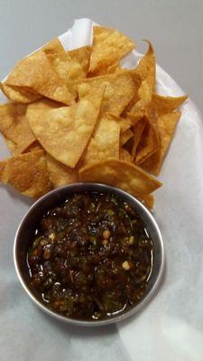 Paco's Tacos: the chips are hard and lack flavor. The chimichurri like salsa is grainy and has no flavor.