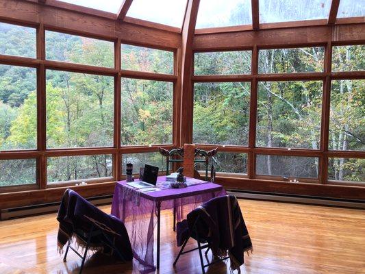 Readings in the sanctuary at Menla Mountain Retreat.