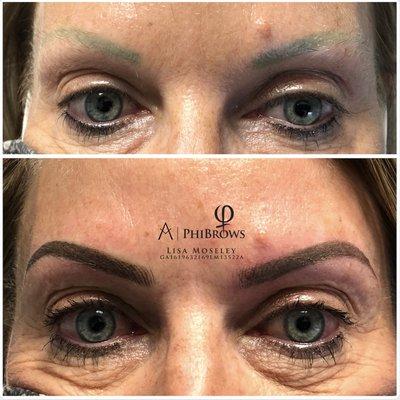 Cover up. Combo brows (microblading and machine shading/powder brow)