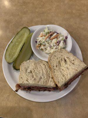 Pastrami sandwich with sides