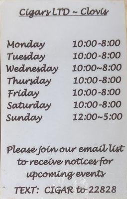 Current Clovis Store hours