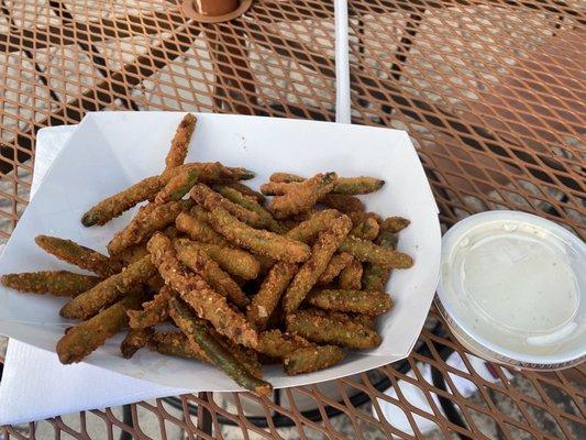 Spicy fried green beans. (Not actually spicy) Really good.