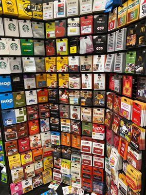 A huge gift card selection