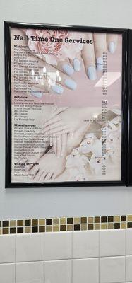 Nail Time One Services' pricing.