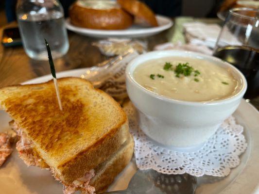 1/2 crab sandwich and cup of soup