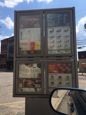 Drive thru menu board August 2019