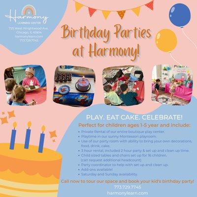 Perfect place for birthday parties for kids ages 1-5 years.