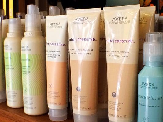 Pick up your favorite Aveda salon products.