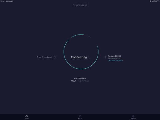 Rise Broadband - this sometimes lasts for several minutes!