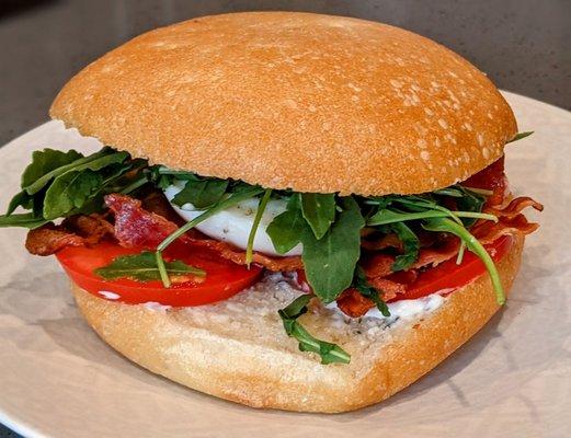 Poached Egg "BEAT - BaconEggArugulaTomato" Sandwich