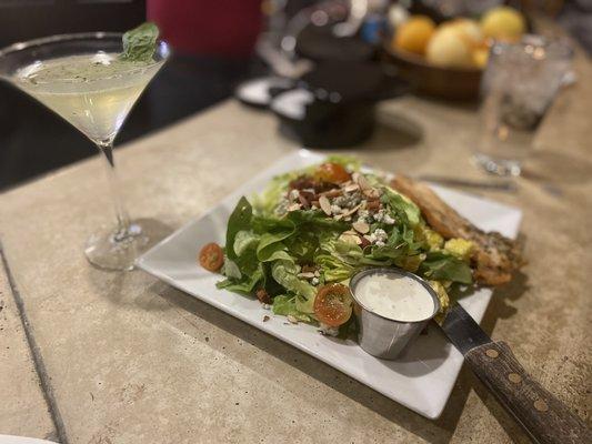 Cappuccino salad with a side of brick oven baked chicken breast.