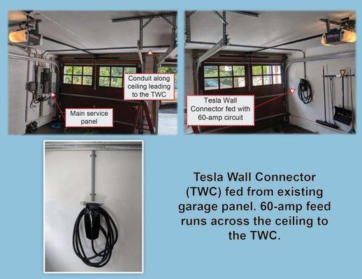 Tesla Wall Connector fed from existing garage service panel