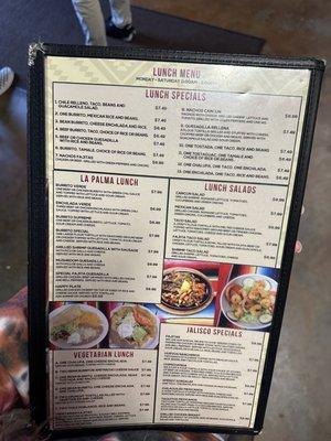 The menu