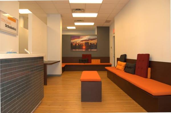 Our waiting room with the spectacular photo of Manhattanhenge (courtesy of Sylvester Zawadski of innyweddings.com)!